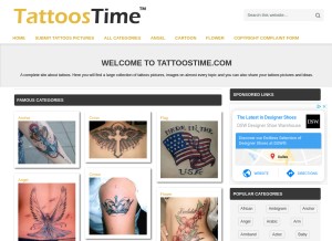 How tattoostime.com looks like on a tablet such as an iPad.
