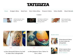 How tattoozza.com looks like on a tablet such as an iPad.