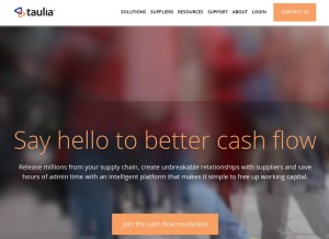 How taulia.com looks like on a tablet such as an iPad.