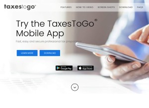 How taxestogo.com looks like on a tablet such as an iPad.