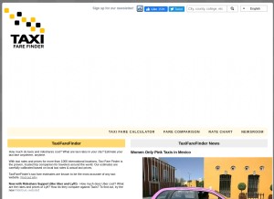 How taxifarefinder.com looks like on a tablet such as an iPad.