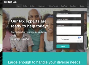 How taxnetllc.com looks like on a tablet such as an iPad.