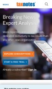 How taxnotes.com looks like on a mobile device such as an iPhone.