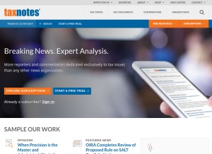 How taxnotes.com looks like on a tablet such as an iPad.