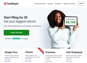 How taxslayer.com looks like on a tablet such as an iPad.