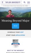 How taylor.edu looks like on a mobile device such as an iPhone.