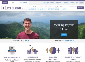 How taylor.edu looks like on a tablet such as an iPad.