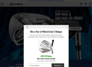 How taylormadegolf.com looks like on a tablet such as an iPad.