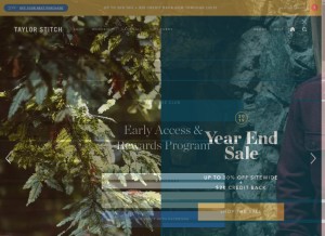 How taylorstitch.com looks like on a tablet such as an iPad.