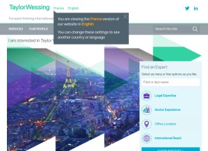 How taylorwessing.com looks like on a tablet such as an iPad.