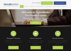 How taylorworks.net looks like on a tablet such as an iPad.