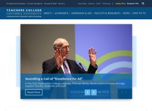 How tc.edu looks like on a tablet such as an iPad.