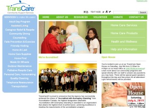 How tcare.ca looks like on a tablet such as an iPad.