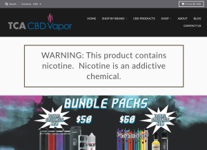 How tcavapor.com looks like on a tablet such as an iPad.