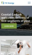 How tcenergy.com looks like on a mobile device such as an iPhone.