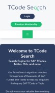 How tcodesearch.com looks like on a mobile device such as an iPhone.