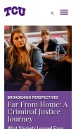 How tcu.edu looks like on a mobile device such as an iPhone.