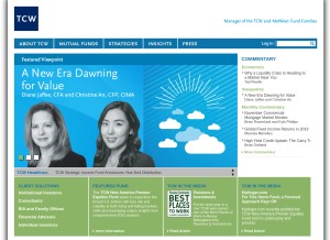 How tcw.com looks like on a tablet such as an iPad.