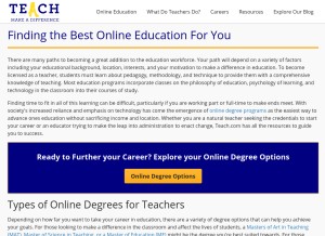 How teach.com looks like on a tablet such as an iPad.