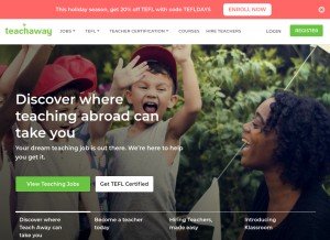 How teachaway.com looks like on a tablet such as an iPad.