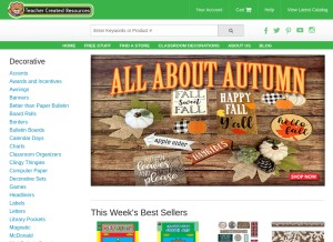 How teachercreated.com looks like on a tablet such as an iPad.