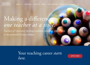 How teachersoftomorrow.org looks like on a tablet such as an iPad.