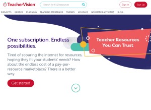 How teachervision.com looks like on a tablet such as an iPad.