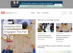 How teachingchannel.org looks like on a tablet such as an iPad.