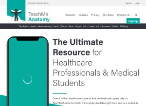 How teachmeanatomy.info looks like on a tablet such as an iPad.