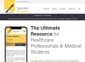 How teachmesurgery.com looks like on a tablet such as an iPad.