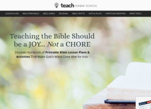 How teachsundayschool.com looks like on a tablet such as an iPad.