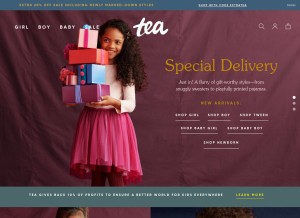 How teacollection.com looks like on a tablet such as an iPad.