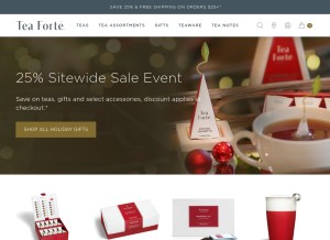 How teaforte.com looks like on a tablet such as an iPad.