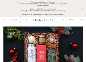 How teakandtwine.com looks like on a tablet such as an iPad.