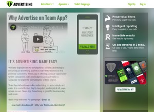 How teamappadvertising.com looks like on a tablet such as an iPad.