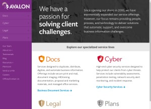 How teamavalon.com looks like on a tablet such as an iPad.