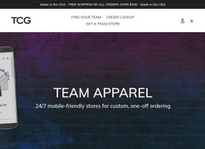 How teamcustomgear.com looks like on a tablet such as an iPad.