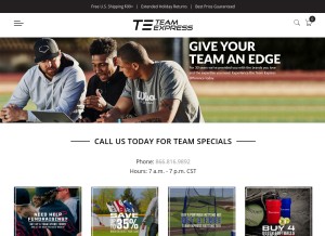 How teamexpress.com looks like on a tablet such as an iPad.