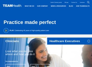 How teamhealth.com looks like on a tablet such as an iPad.