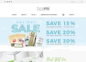 How teamiblends.com looks like on a tablet such as an iPad.