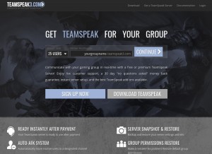 How teamspeak3.com looks like on a tablet such as an iPad.