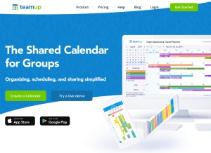 How teamup.com looks like on a tablet such as an iPad.