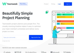 How teamweek.com looks like on a tablet such as an iPad.