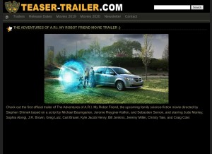 How teaser-trailer.com looks like on a tablet such as an iPad.