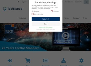 How tecalliance.services looks like on a tablet such as an iPad.