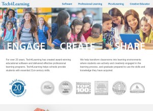 How tech4learning.com looks like on a tablet such as an iPad.