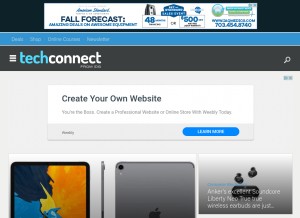 How techconnect.com looks like on a tablet such as an iPad.