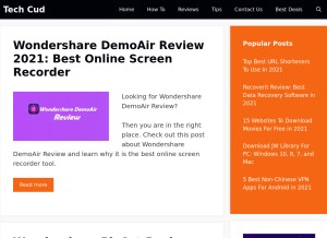 How techcud.com looks like on a tablet such as an iPad.