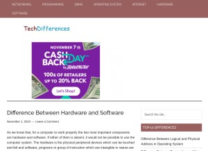 How techdifferences.com looks like on a tablet such as an iPad.