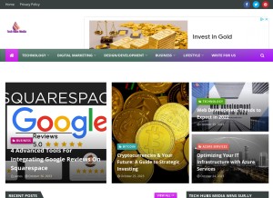 How techhubsmedia.com looks like on a tablet such as an iPad.